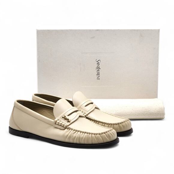 Saint Laurent Shoes - Saint Laurent Le Loafer YSL Monogram Leather Loafers White EU 36 US 6 NWB $1050